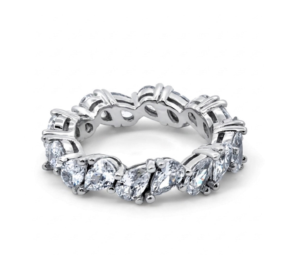Sterling Silver Teardrop-cut Eternity Ladies Band