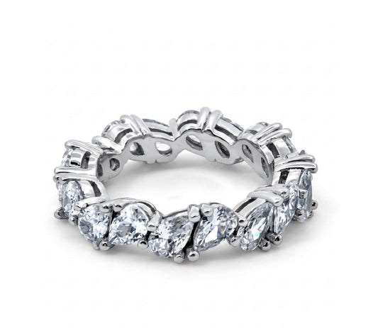 Sterling Silver Teardrop-cut Eternity Ladies Band