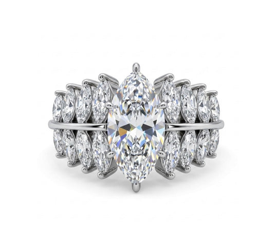 Sterling Silver Marquise-cut Cubic Zirconia Cocktail Ring