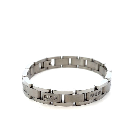 Stainless Steel Bracelet with Cubic Zirconia