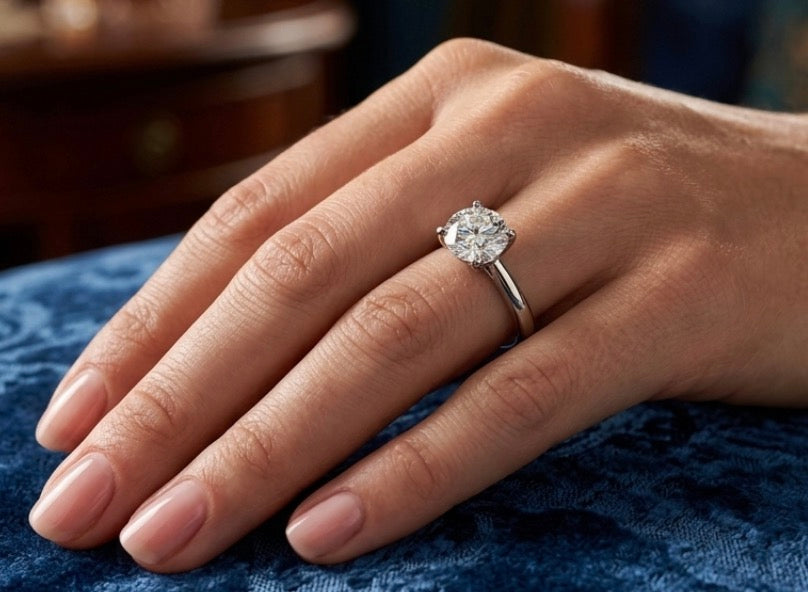Sterling Silver 4-prongs Brilliant-Cut Solitaire Engagement Ring