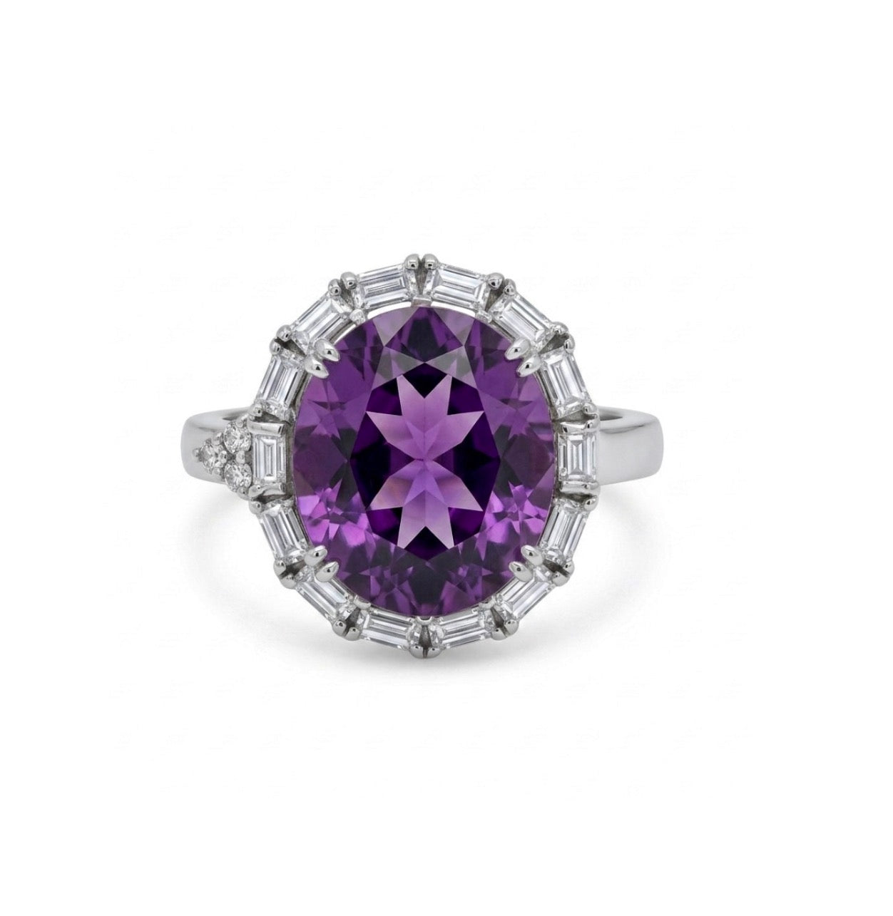 Sterling Silver Oval-cut Amethyst Cocktail Ring