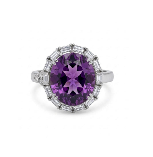 Sterling Silver Oval-cut Amethyst Cocktail Ring