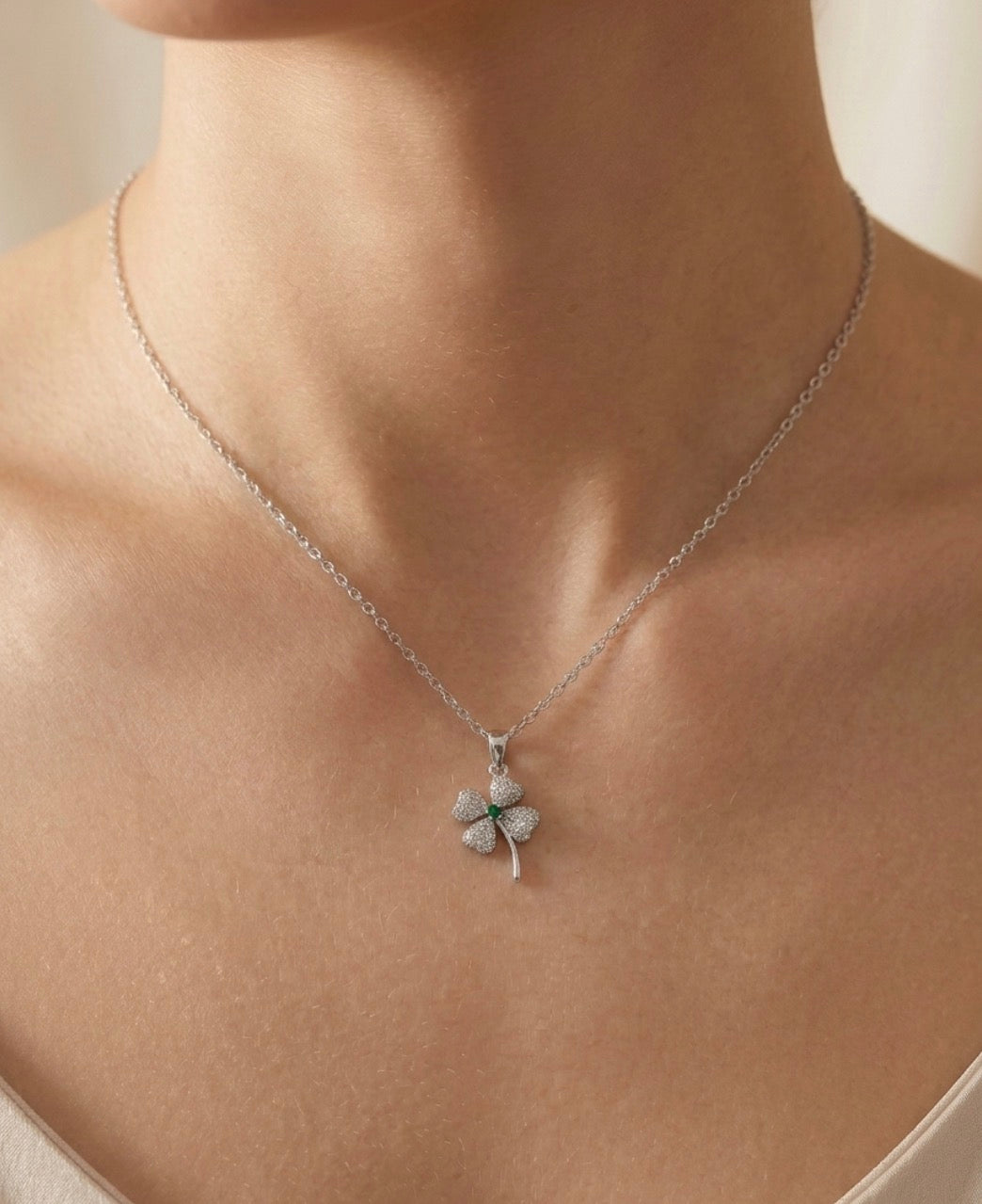 Sterling Silver Four Leaf Clover  Necklace