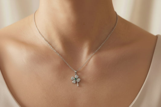 Sterling Silver Four Leaf Clover  Necklace