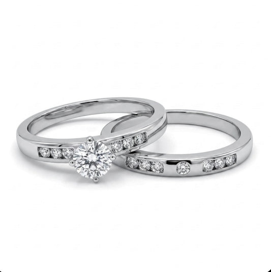 Sterling Silver Cubic Zirconia Wedding Ring Set