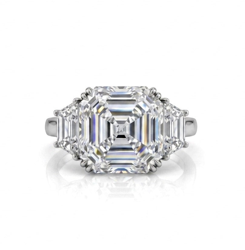 Sterling Silver Asscher cut Cubic Zirconia Ring