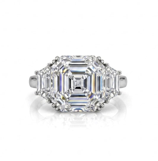 Sterling Silver Asscher cut Cubic Zirconia Ring