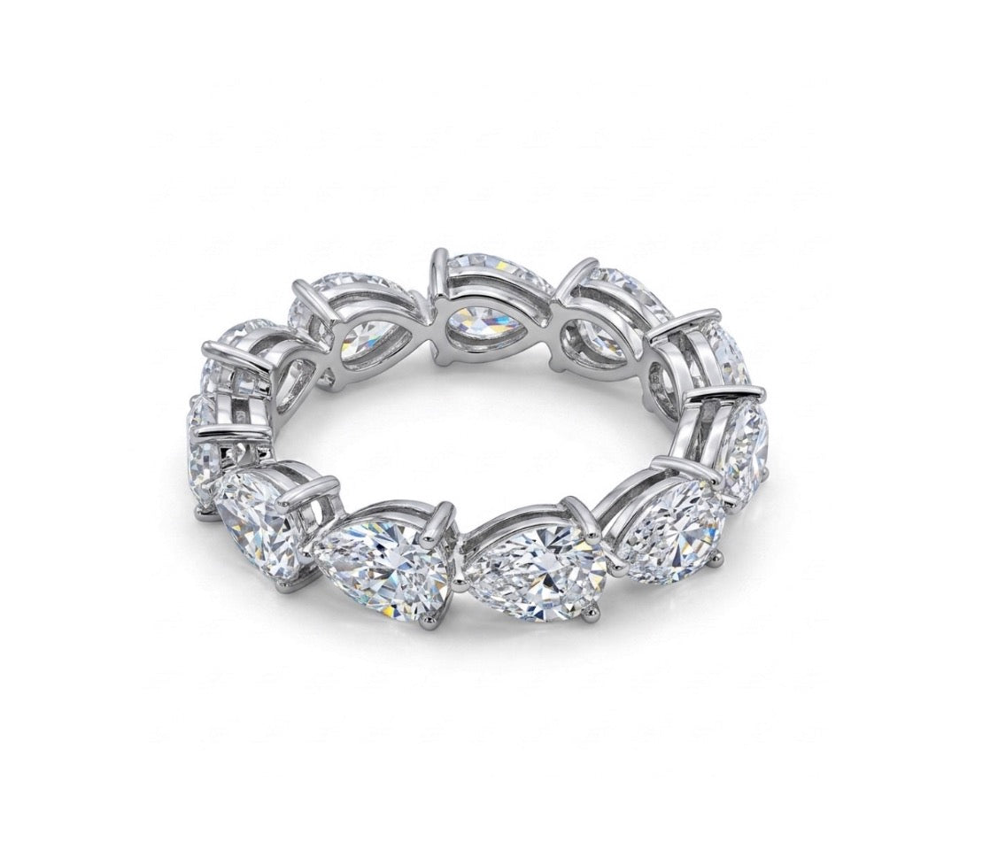 Sterling Silver Teardrop-cut Eternity Ladies Band