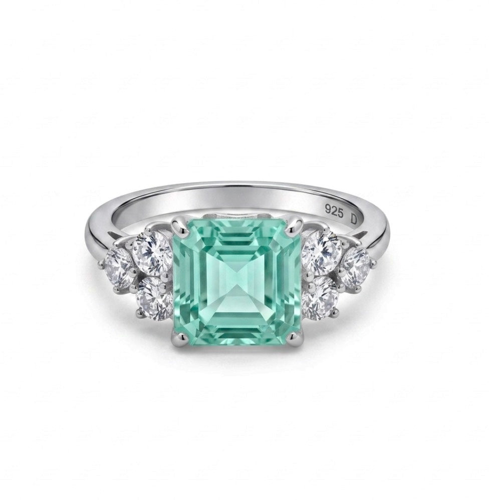 Sterling Silver Asscher-cut Cocktail  Ring