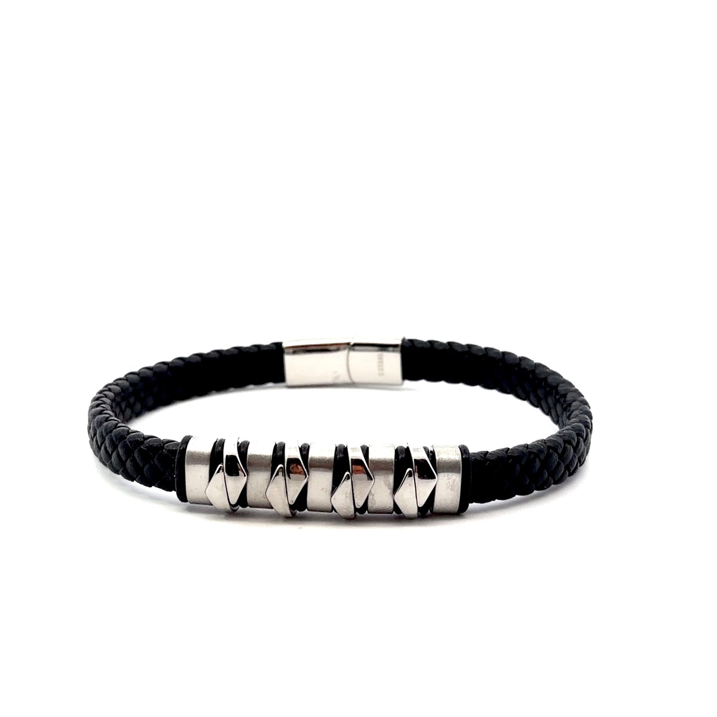 Stainless Steel with Leather Bracelet