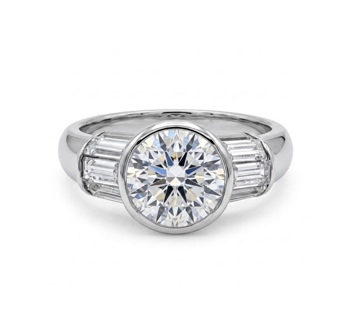 Sterling Silver Brilliant-cut Bezel set Ring
