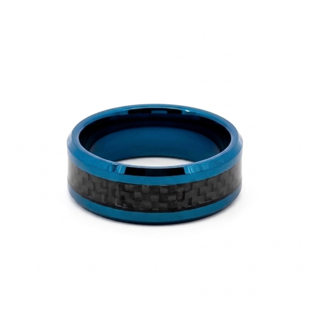 Men's Blue Tungsten Carbide Wedding Band