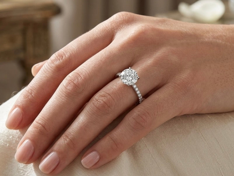 Sterling Silver Brilliant Cut 4 prong Ring
