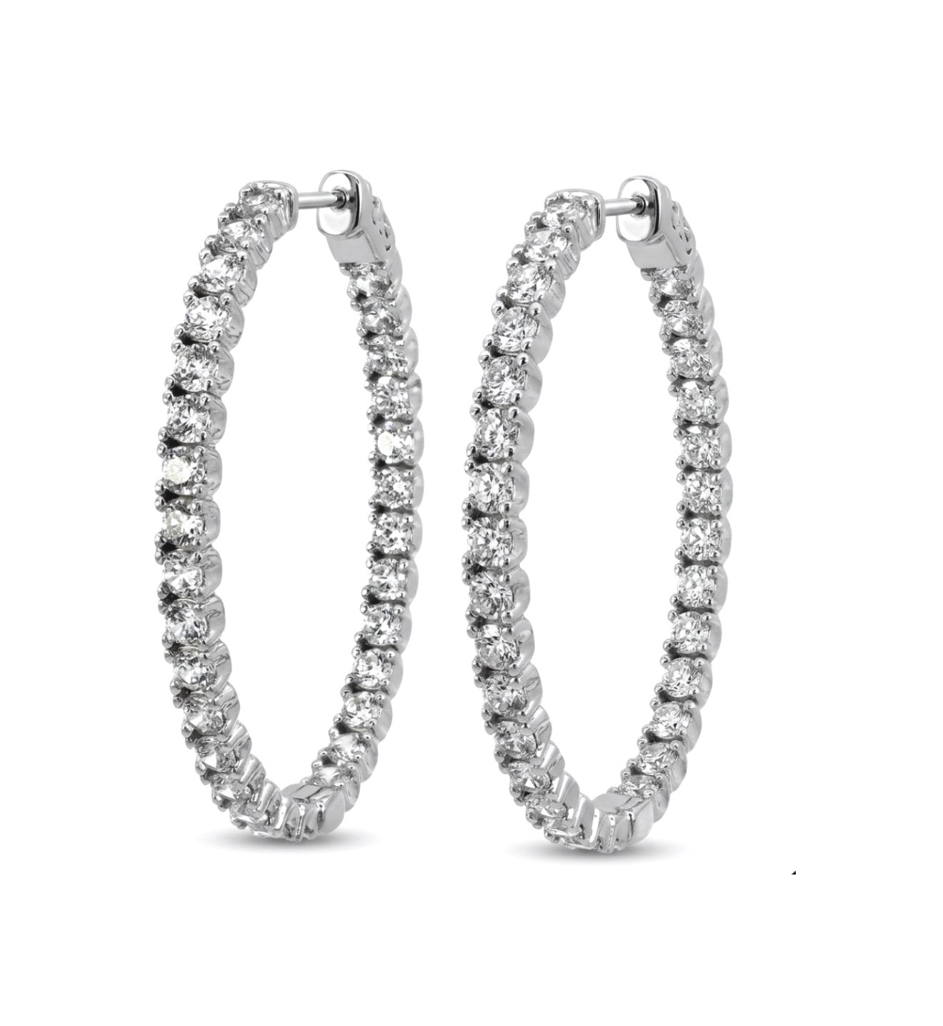 Inside-Out Oval Shape 1.73-inch 6.00 ct. Hoop Earrings