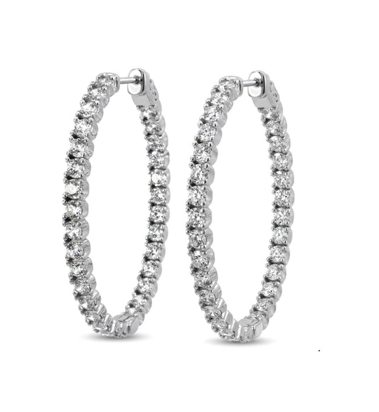 Inside-Out Oval Shape 1.73-inch 6.00 ct. Hoop Earrings