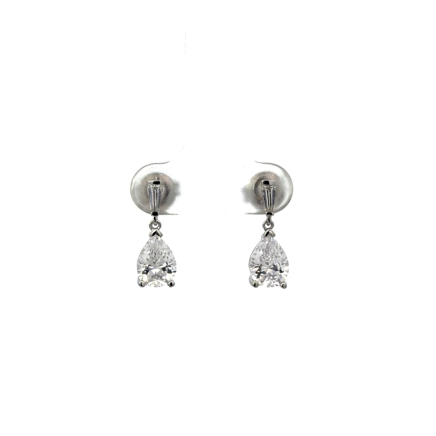 Sterling Silver Pear Cut Drop Earrings