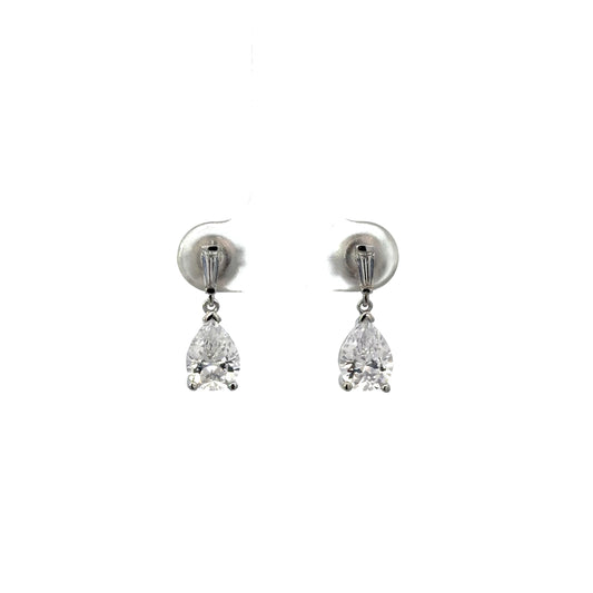 Sterling Silver Pear Cut Drop Earrings