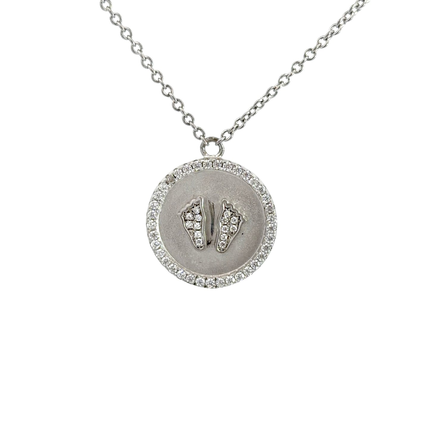 Baby Footprint Cubic Zirconia Pendant Necklace