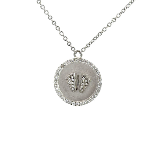 Baby Footprint Cubic Zirconia Pendant Necklace