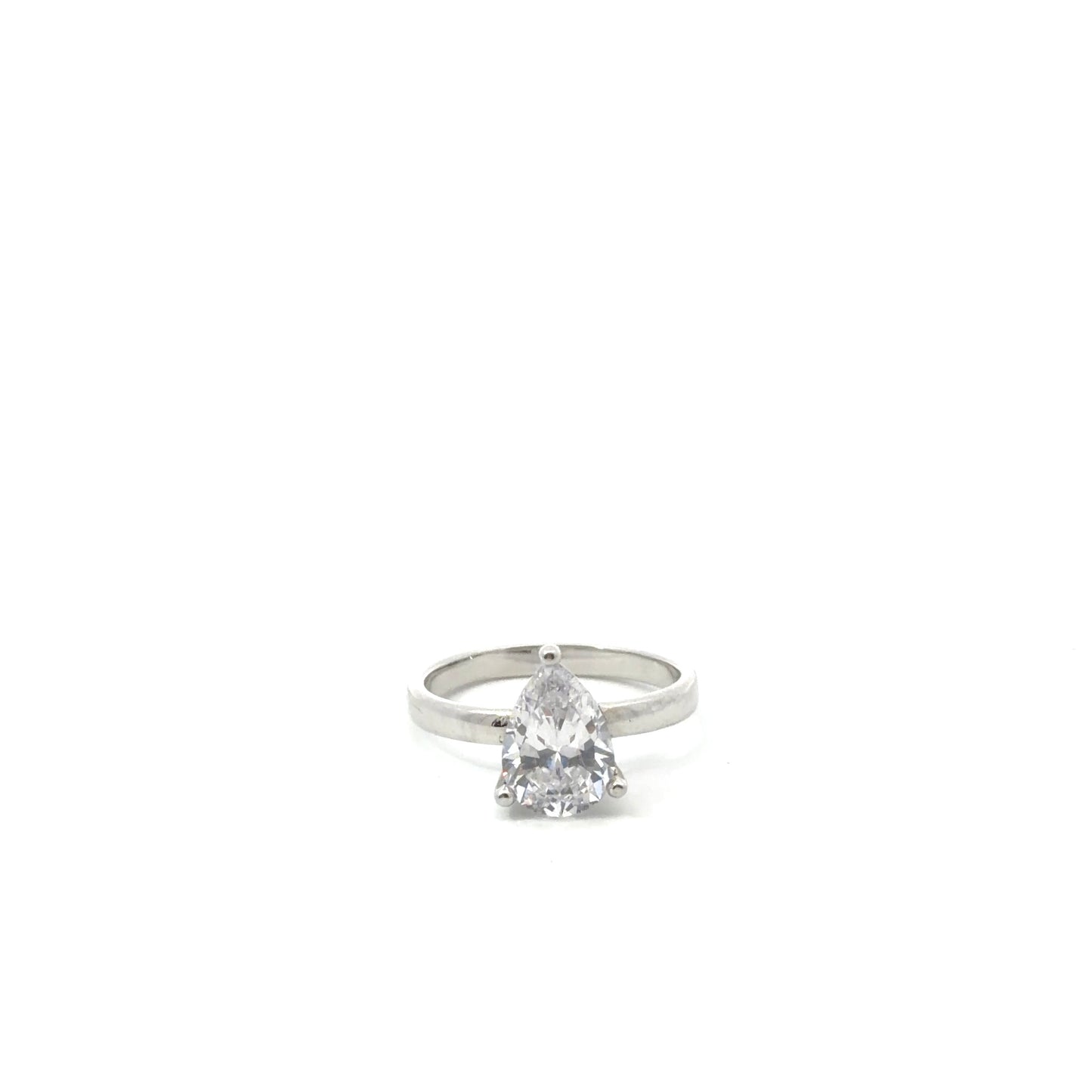 Sterling Silver Pear Cut Cubic Zirconia Ring