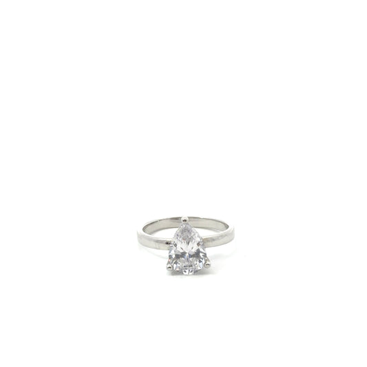 Sterling Silver Pear Cut Cubic Zirconia Ring