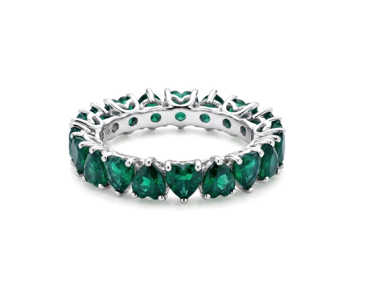 Sterling Silver Heart-cut  Eternity Ladies Band