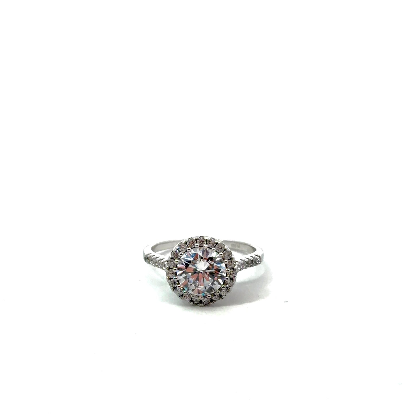 Sterling Silver Radiant Cubic Zirconia Halo Ring