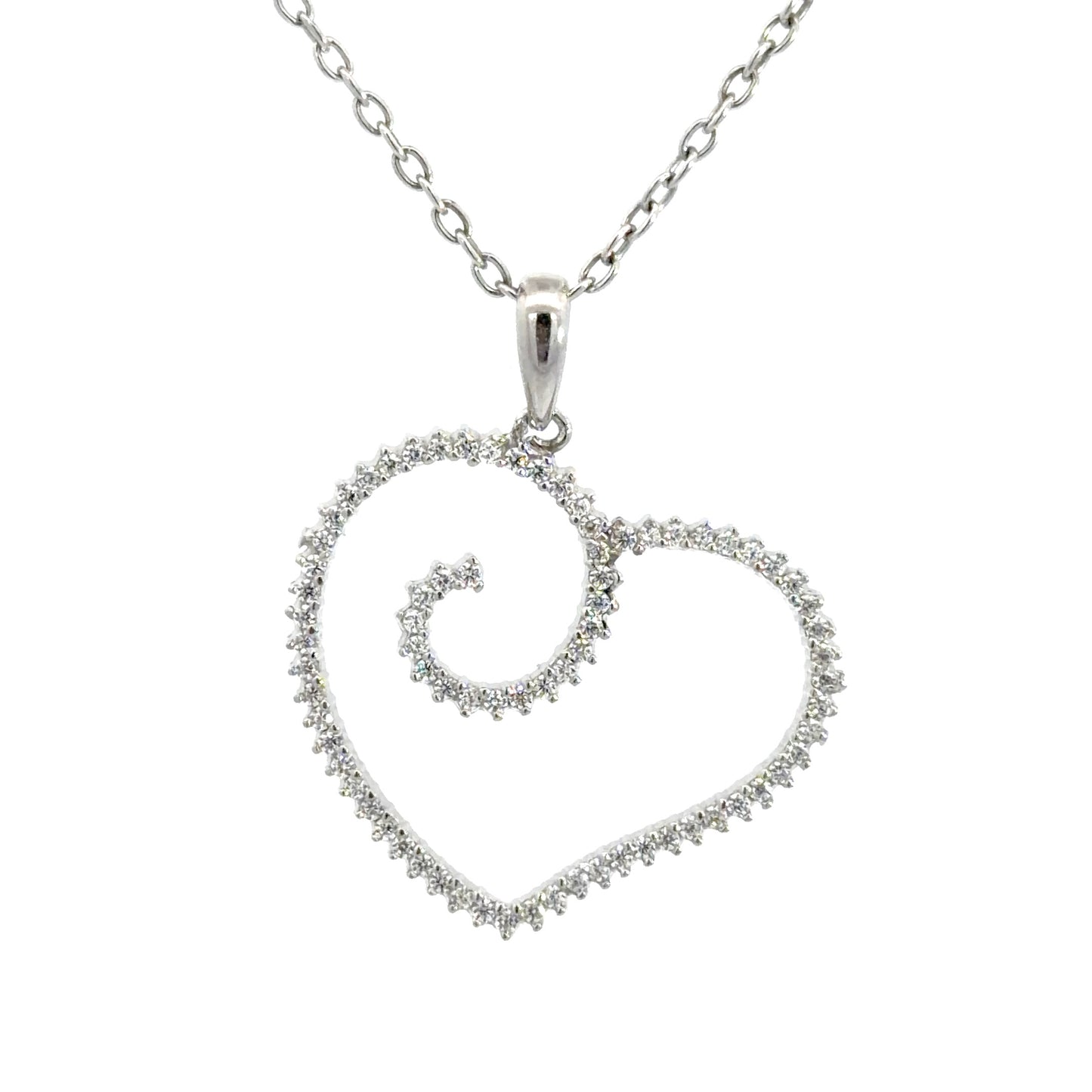 Sterling Silver Cubic Zirconia Open Heart Necklace