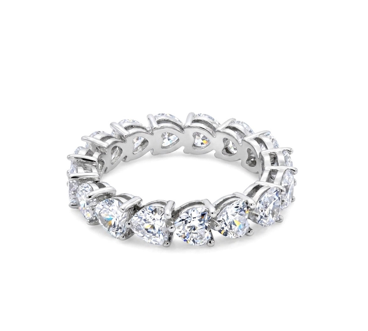 Sterling Silver Heart-cut  Eternity Ladies Band