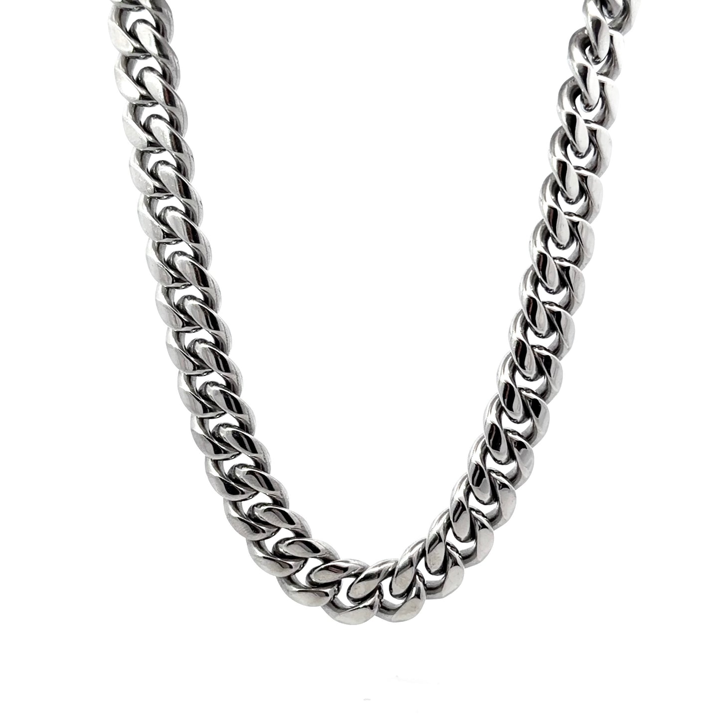 Classic Silver Miami Cuban Link Chain Necklace