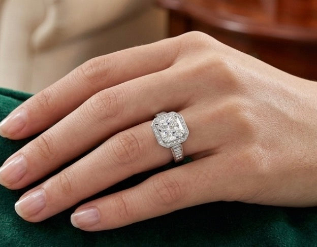 Sterling Silver Cushion-cut Cubic Zirconia Ring