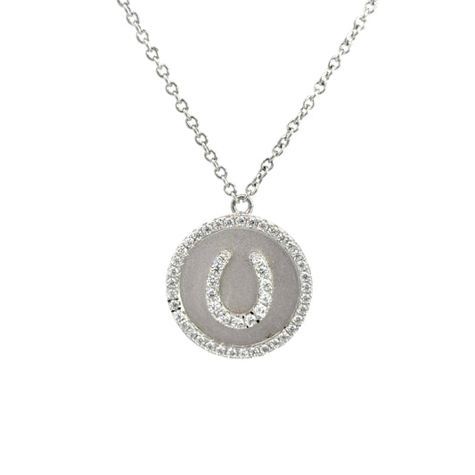 Cubic Zirconia Horseshoe Pendant Necklace