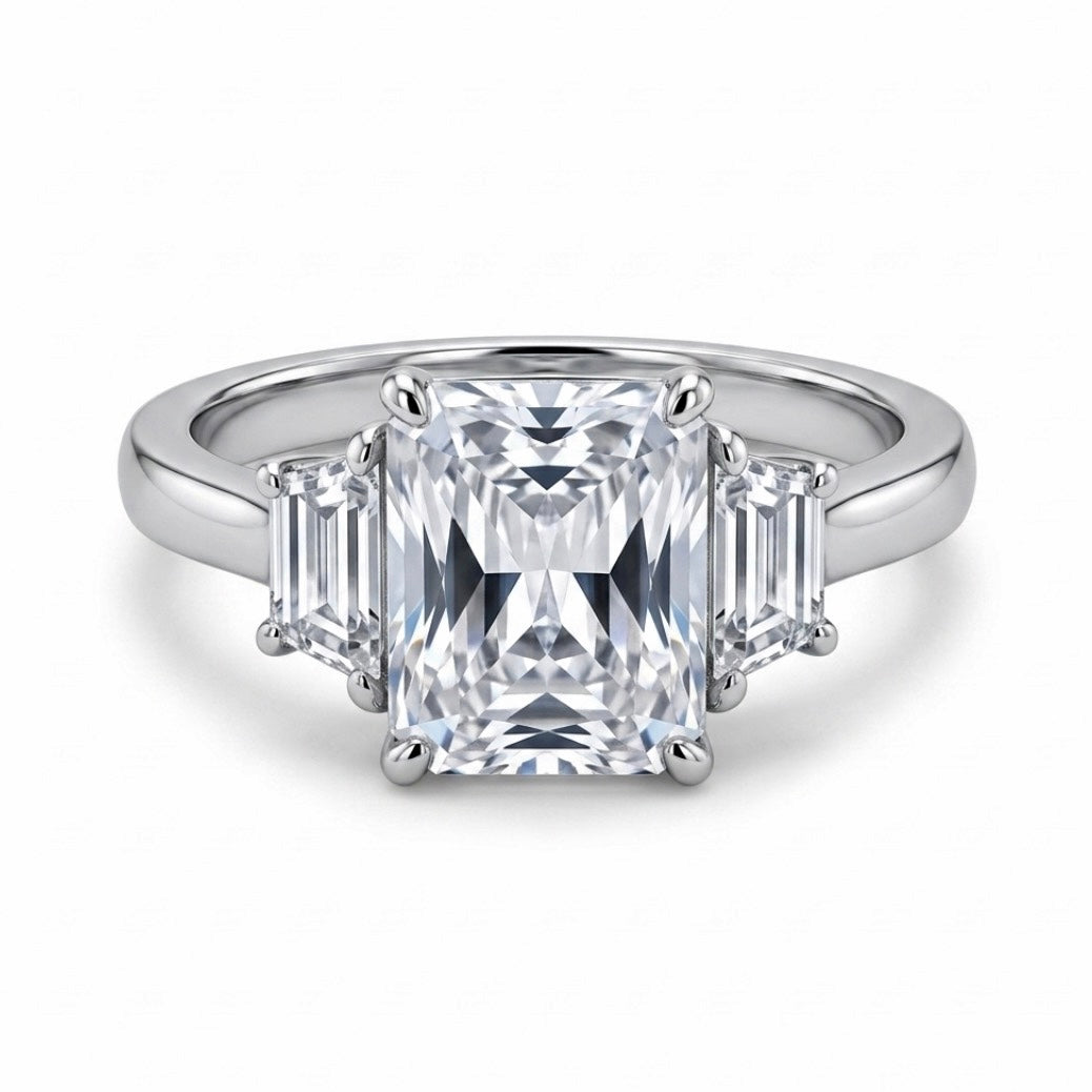 Sterling Silver Emerald-cut Stone  Ring