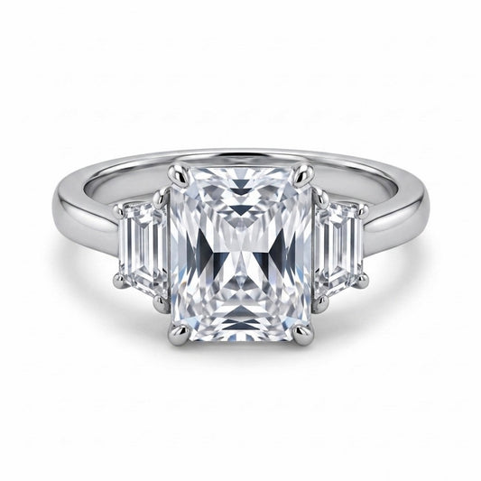 Sterling Silver Emerald-cut Stone  Ring