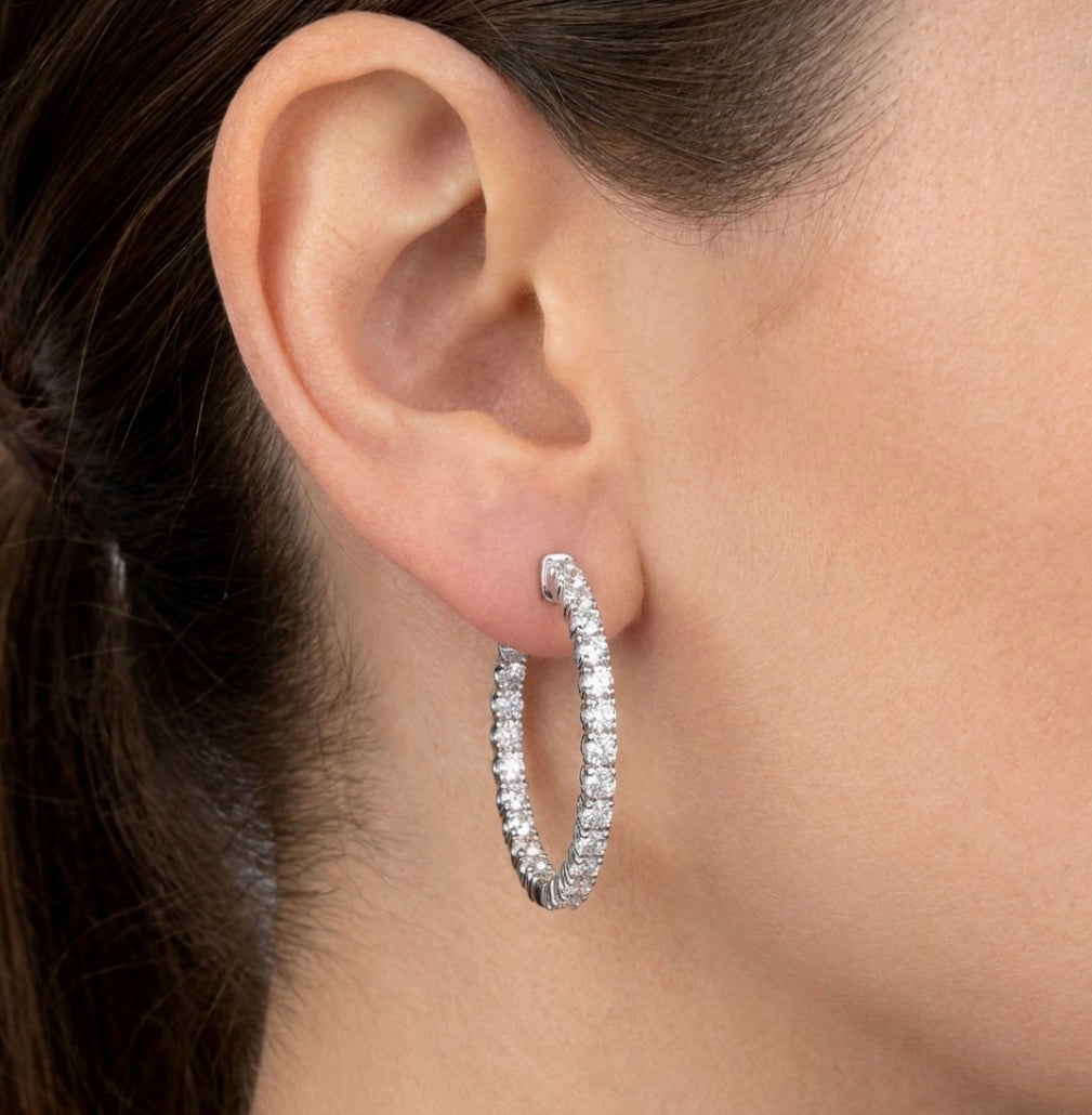 Inside-Out Round Shape 1.00-inch 1.50 ct.Hoop Earrings