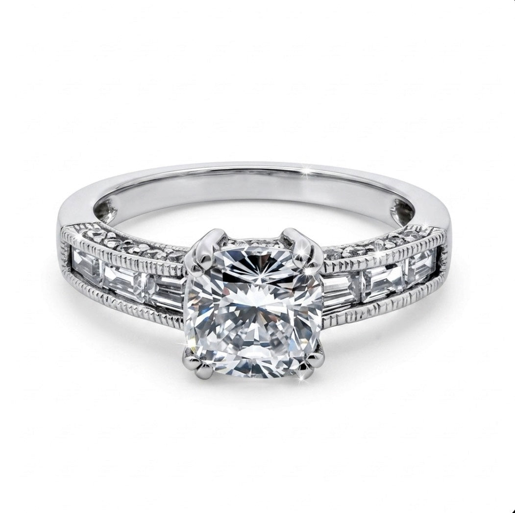 Sterling Silver Prominent Cushion Cut Ring