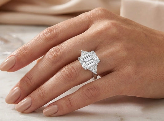 Sterling Silver Emerald-cut Stone Ring