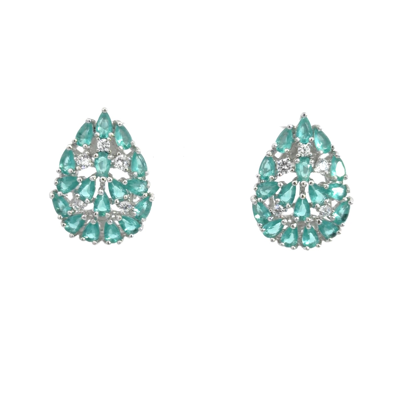 Aqua Chalcedony Cubic Zirconia Earrings