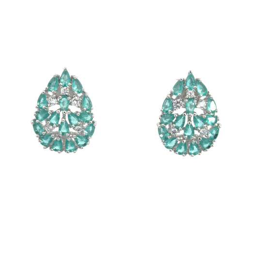 Aqua Chalcedony Cubic Zirconia Earrings