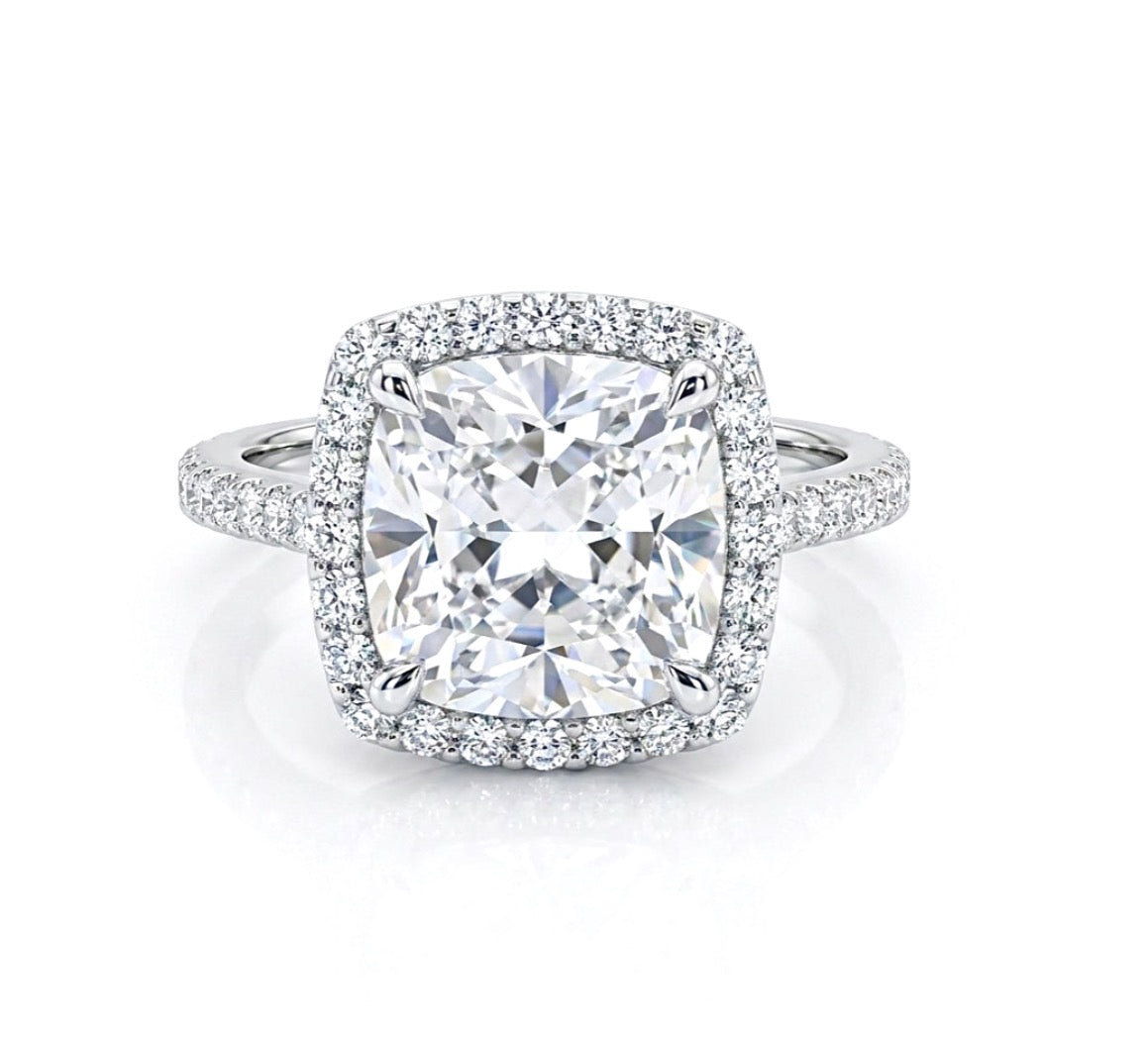 Sterling Silver Cushion Cut Halo Ring