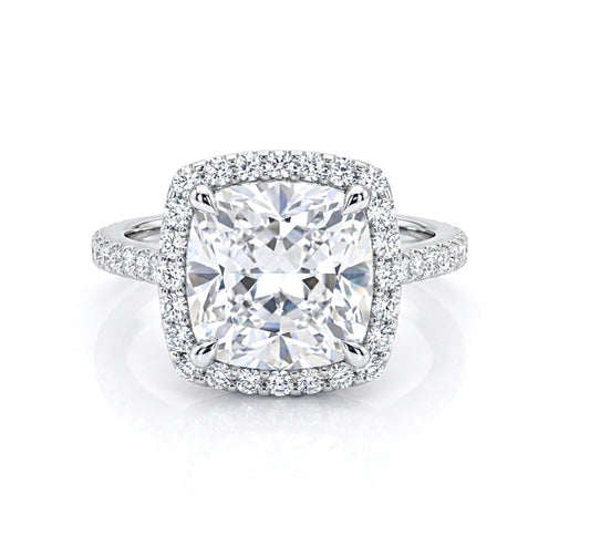 Sterling Silver Cushion Cut Halo Ring