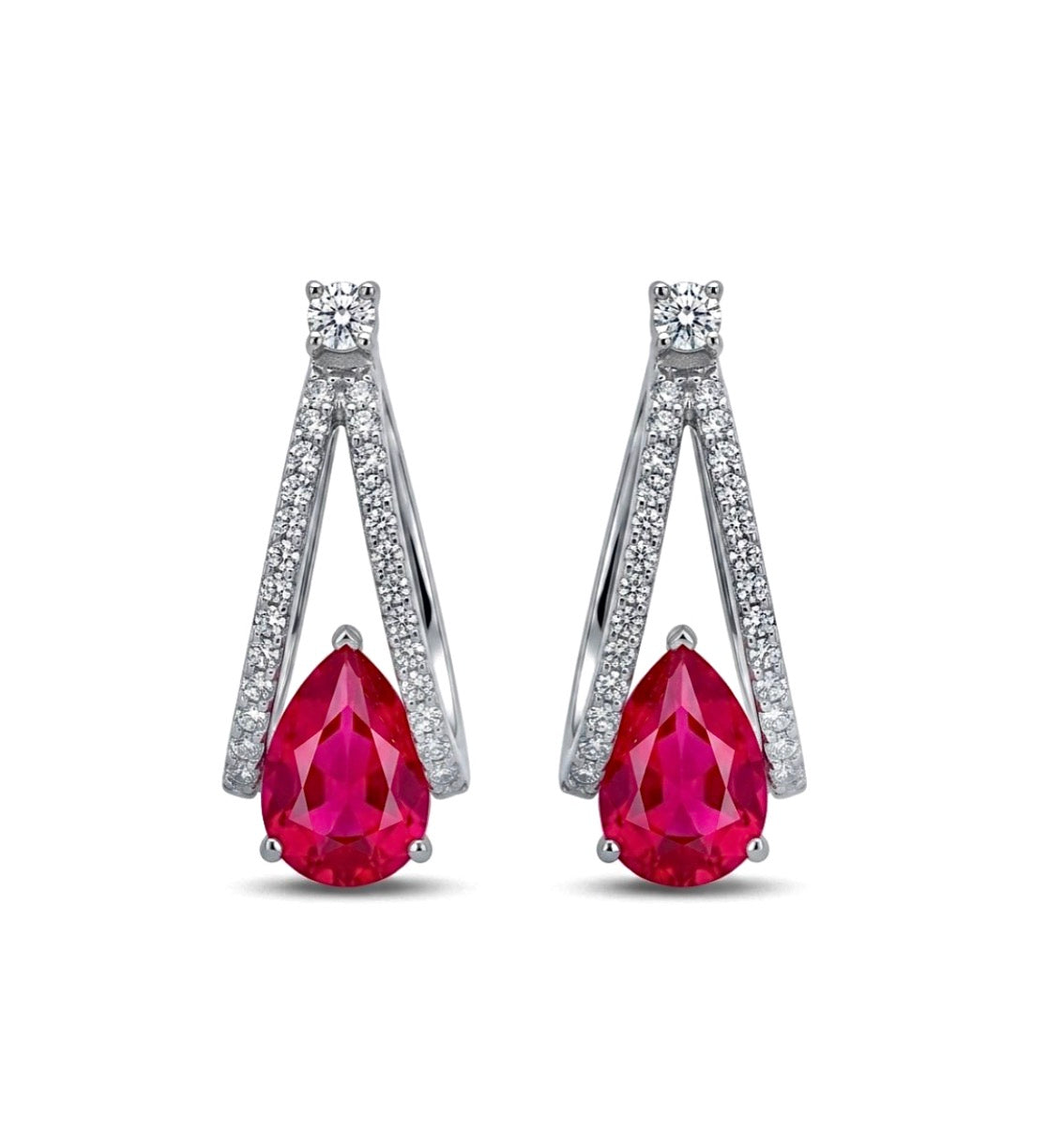 Teardrop-cut Stone Hoop Earrings