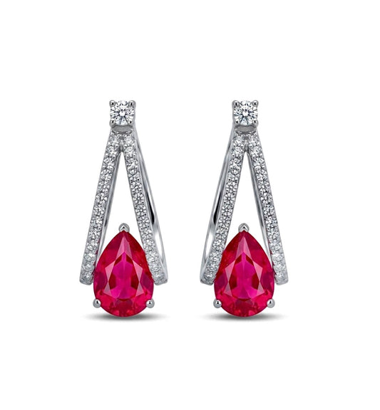 Teardrop-cut Stone Hoop Earrings