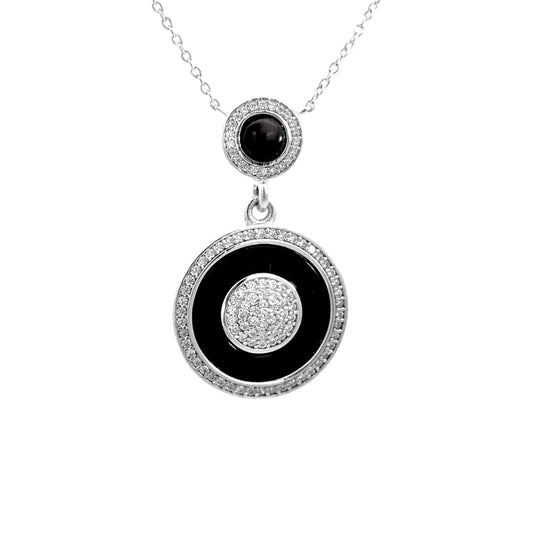 Cubic Zirconia Black Onyx Pendant Necklace