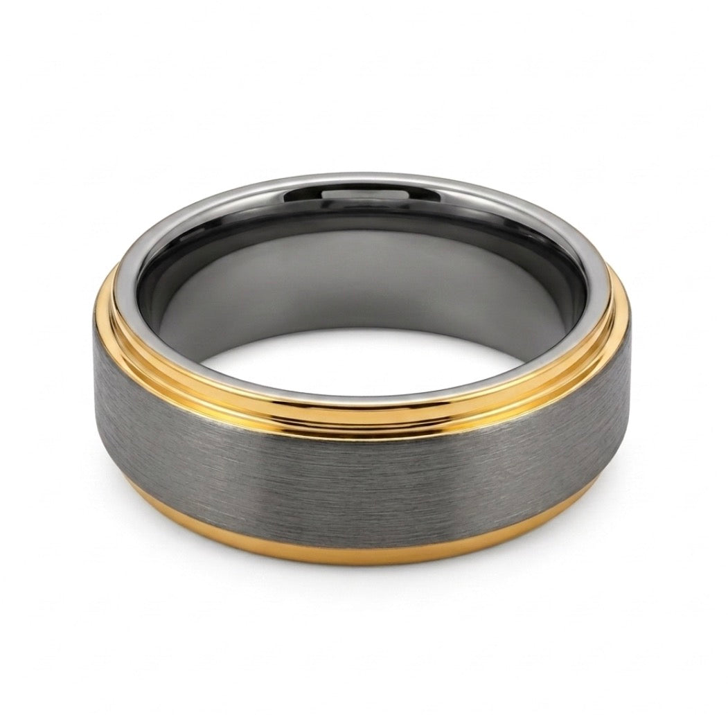 Tungsten Brushed Gold Wedding Band