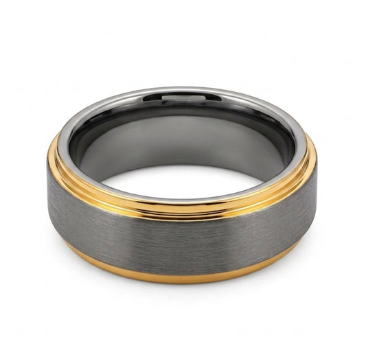 Tungsten Brushed Gold Wedding Band