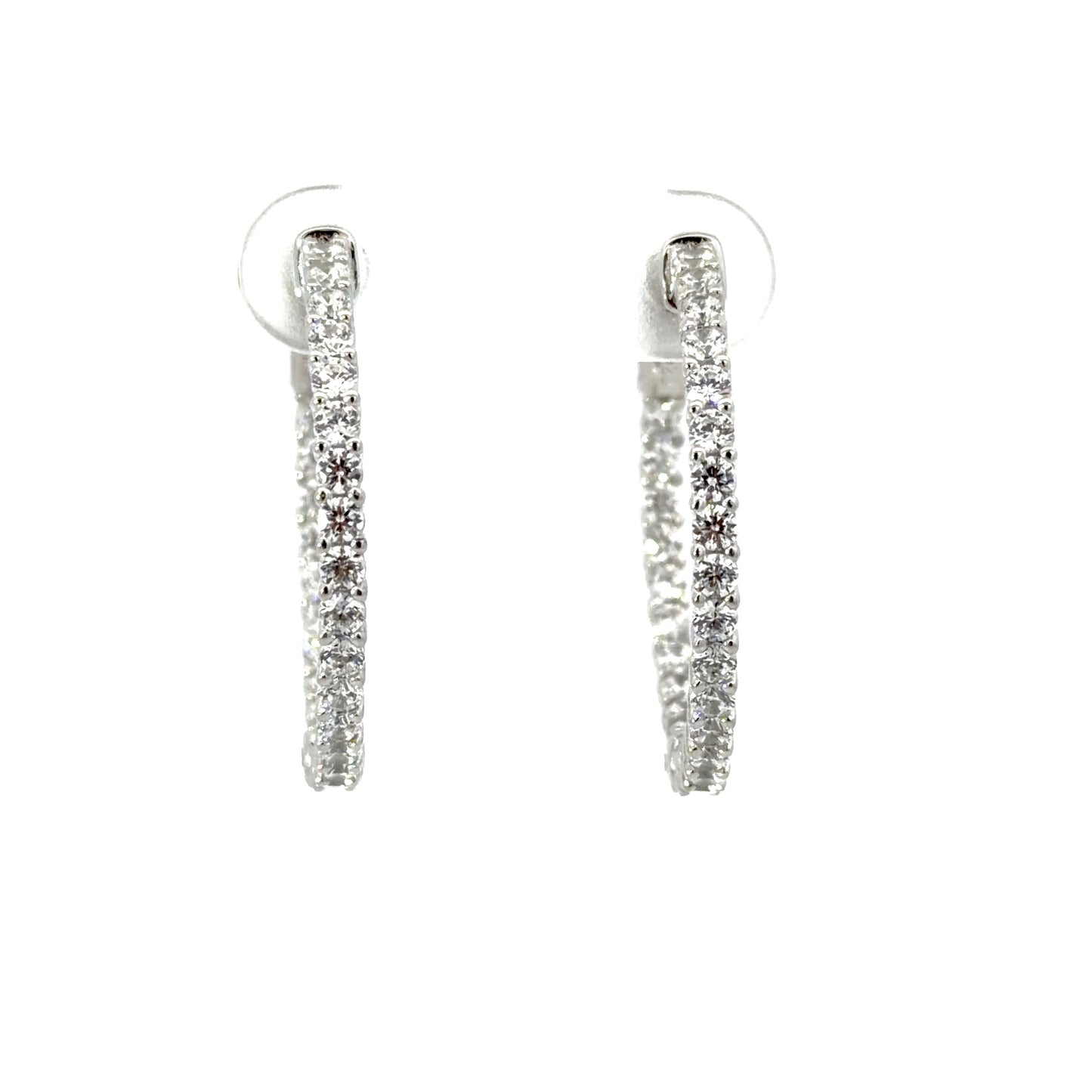 Classic Sterling Silver Cubic Zirconia Eternity Hoop Earrings