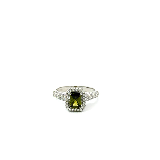 Sterling Silver Emerald Cut Peridot Ring