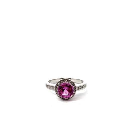 Sterling Silver Pink Cubic Zirconia Ring